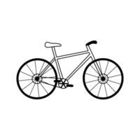 Bicycle doodle vector illustration. Cute hand drawn element of bike silhouette isolated on white background