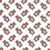 Cute teddy bear with a bow. Seamless pattern. Vector illustration.