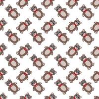 Cute teddy bear with a bow. Seamless pattern. Vector illustration.