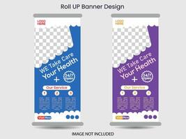 Professional health care and medical roll up design, standee and banner template vector