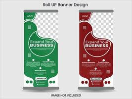 diseño de banner enrollable de negocios corporativos vector