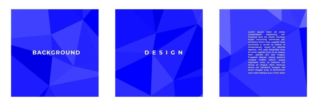 set of blue square background with abstract triangles suitable for cover social media post flyer template vector