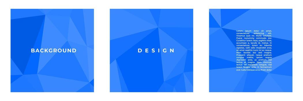 set of blue square background with abstract triangles suitable for cover social media post flyer template vector