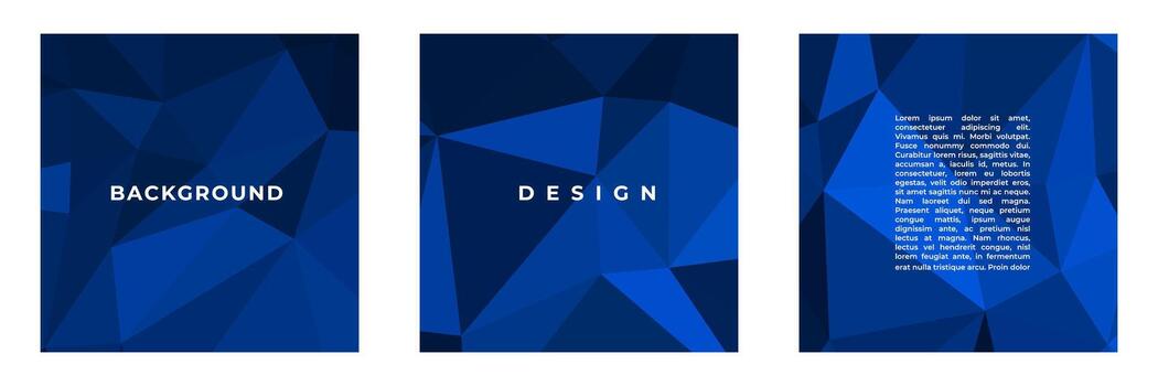 set of blue square background with abstract triangles suitable for cover social media post flyer template vector