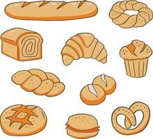 10 panadería ilustración vector colección