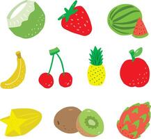 10 Fruta ilustración vector colección