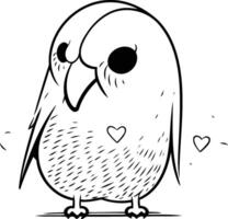 Vector illustration of cute cartoon parrot in love isolated on white background.