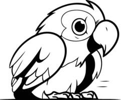 Cute parrot. Vector illustration on white background. Cartoon character.