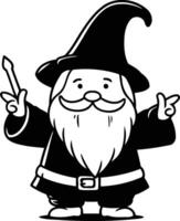 Cartoon vector illustration of a wizard with a magic wand in his hand