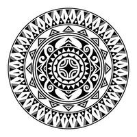 Round tattoo ornament with swastika maori style. African, aztecs or mayan ethnic style. vector