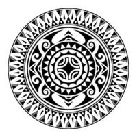 Round tattoo ornament with swastika maori style. African, aztecs or mayan ethnic style. vector