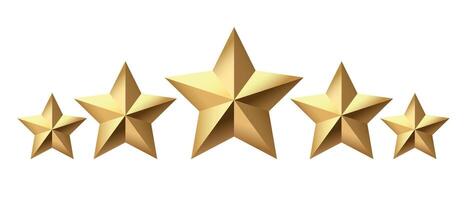 Five golden stars isolated on black background. Rating stars icon. white background vector