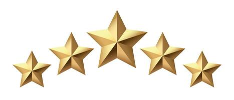 Five golden stars isolated on black background. Rating stars icon. white background vector