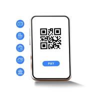 escanear qr código a pagar. Finanzas digital bancario comercio servicio. teléfono con negocio Finanzas icono vector