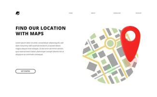 digital map location find point mark track gps system landing page concept vector