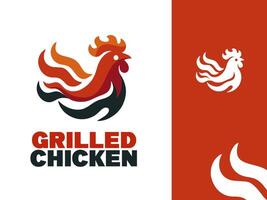 A la parrilla pollo ilustración, comida logo o restaurante logo vector