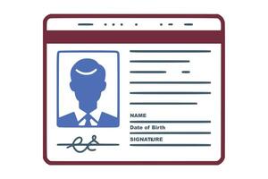 Identification card with Profile icon. National Id card document with photo. Approve identity verification card, Verification badge User or profile card, personal identity verify. vector