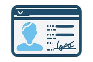 Identification card with Profile icon. National Id card document with photo. Approve identity verification card, Verification badge User or profile card, personal identity verify. vector