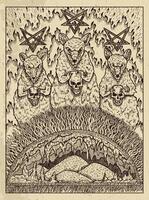 Rats. Mystic concept for Lenormand oracle tarot card. Vector engraved illustration. Fantasy line art drawing and tattoo sketch. Gothic, occult and esoteric background