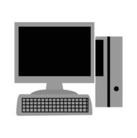 Devices and Electronics related line icons. Realistic computer monitor isolated on transparent background. Vector mockup. Vector illustration.