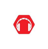 Vector headphones icon. Black symbol silhouette isolated on modern gradient background. Headphone Icon.
