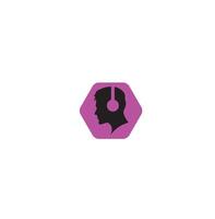 Vector headphones icon. Black symbol silhouette isolated on modern gradient background. Headphone Icon.