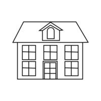 Continuous thin line home vector illustration, minimalist house icon. Continuous one line drawing heart inside house, Love in family symbol.