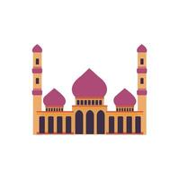 Eid Mubarak or Eid Al Fitr Template Design.Vector Illustration.Cute toy mosque and crescent moon displayed on round mirror with onion dome in the background. vector