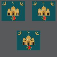 colección de moderno estilo Ramadán Mubarak saludo tarjetas con retro boho diseño.eid Mubarak diseño antecedentes. vector ilustración para saludo tarjeta, póster y bandera.