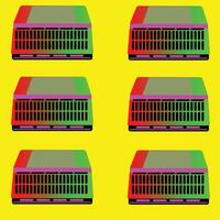 Realistic air conditioning, air conditioner vector illustrations. Closed and open air conditioner, flow cold and heat wind. Temperature and climate control system.