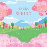 Spring bright abstract landscape. Vector spring background. Hello Spring.