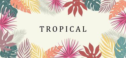 Tropical background with exotic leaves. Tropical design. vector