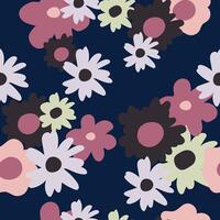 Bright floral seamless pattern on a blue background. vector