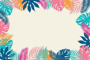 Frame with tropical leaves with place for text. vector