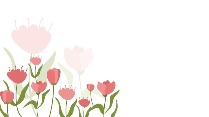 Abstract tulip flower background Vector design floral border frame minimal pink garden
