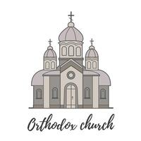 Orthodox church on a white background. Vector illustration. Simple lines, great for any designs, for web.