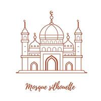 Churches illustrations. Mosque. Vector silhouettes line color illustrations on a white background.