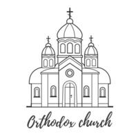 Orthodox church on a white background. Vector illustration. Simple lines, great for any designs, for web.