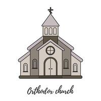 Orthodox church on a white background. Vector illustration. Simple lines, great for any designs, for web.