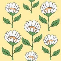 daisies  seamless pattern on yellow background vector