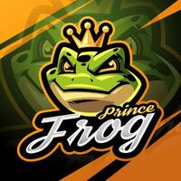 Prince frog head esport mascot logo design vector