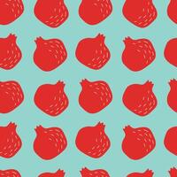 Pomegranate seamless pattern. Red garnet on a turquoise background. For case, cover, wrapping paper vector