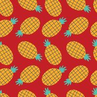 Pineapple seamless pattern. Yellow fruits on a red background. For packaging, cover, case, background vector