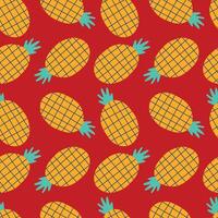 Pineapple seamless pattern. Yellow fruits on a red background. For packaging, cover, case, background vector