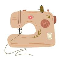 Cute sewing machine. Modern vector illustration. Isolated.