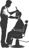 AI generated Silhouette Barber in action full body black color only vector