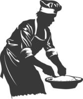 AI generated Silhouette baker in action full body black color only vector