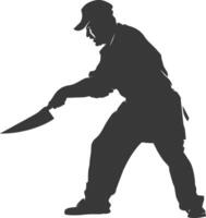 AI generated Silhouette butcher in action full body black color only vector