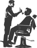 ai generado silueta Barbero en acción lleno cuerpo negro color solamente vector