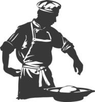 AI generated Silhouette baker in action full body black color only vector